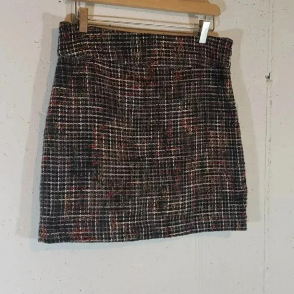 The‎ Limited Mini Skirt 8 Multicolor Tweed Plaid Textured Back Zip Pencil Skirt